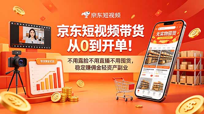 京东短视频带货从0到开单!不用露脸不用直播不用囤货,稳定赚佣金轻资产副业-紫橙资源网