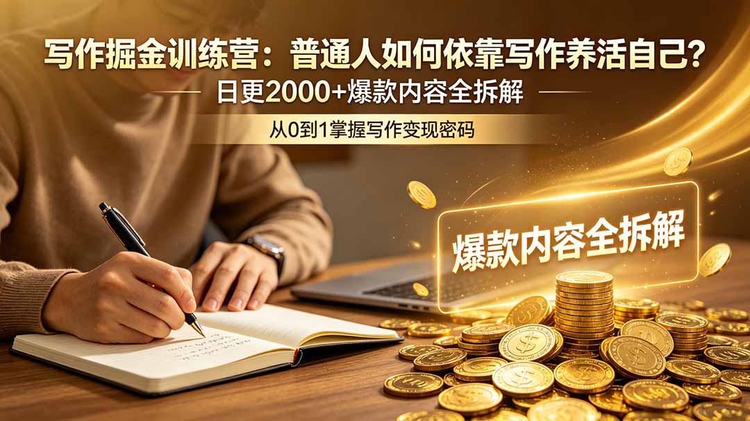 写作掘金训练营:普通人如何依靠写作养活自己?日更2000+爆款内容全拆解-紫橙资源网
