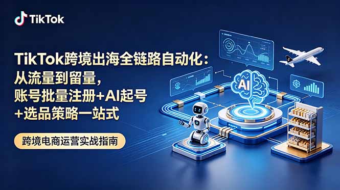 TikTok跨境出海全链路自动化:从流量到留量,账号批量注册+AI起号+选品策略一站式-紫橙资源网