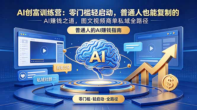 AI创富训练营:零门槛轻启动,普通人也能复制的AI赚钱之道,图文视频商单私域全路径-紫橙资源网