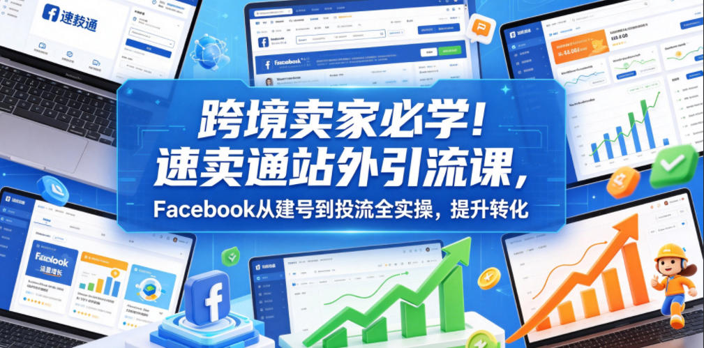 跨境卖家必学!速卖通站外引流课,Facebook从建号到投流全实操,提升转化-紫橙资源网