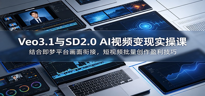 Veo3.1与SD2.0 AI视频变现实操课课:结合即梦平台画面衔接,短视频批量创作盈利技巧-紫橙资源网