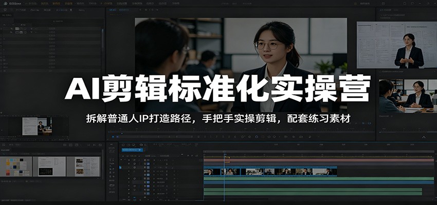 AI剪辑标准化实操营:拆解普通人IP打造路径,手把手实操剪辑,配套练习素材-紫橙资源网