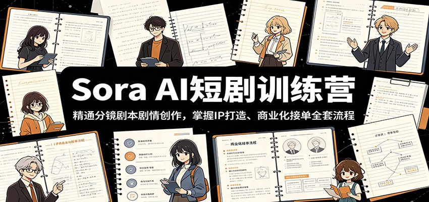 Sora AI短剧训练营:精通分镜剧本剧情创作,掌握IP打造、商业化接单全套流程-紫橙资源网