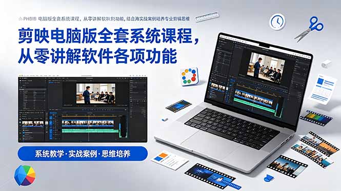 剪映电脑版全套系统课程，从零讲解软件各项功能，结合海量实战案例培养专业剪辑思维-紫橙资源网