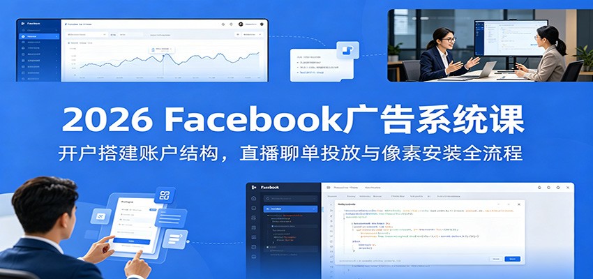 2026 Facebook广告系统课：开户搭建账户结构，直播聊单投放与像素安装全流程-紫橙资源网
