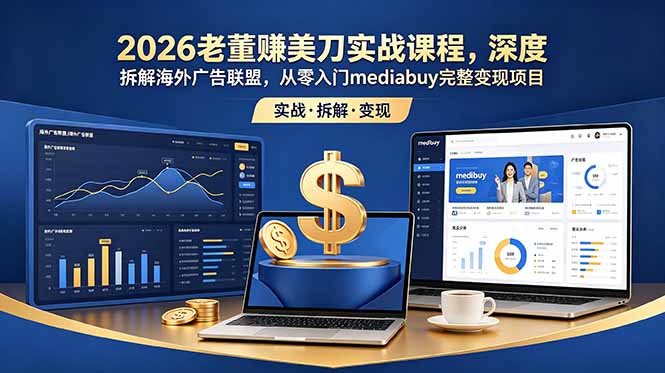 2026老董赚美刀实战课程,深度拆解海外广告联盟,从零入门mediabuy完整变现项目-紫橙资源网