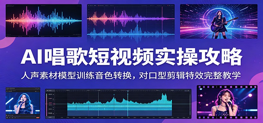 AI唱歌短视频实操攻略:人声素材模型训练音色转换,对口型剪辑特效完整教学-紫橙资源网