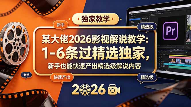 某大佬2026影视解说教学:1-6条过精选独家,新手也能快速产出精选级解说内容-紫橙资源网