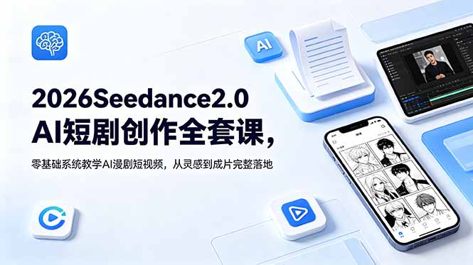 2026Seedance2.0AI短剧创作全套课,零基础系统教学AI漫剧短视频,从灵感到成片完整落地-紫橙资源网