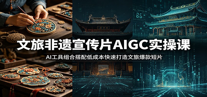文旅非遗宣传片AIGC实操课：AI工具组合搭配低成本快速打造文旅爆款短片-紫橙资源网