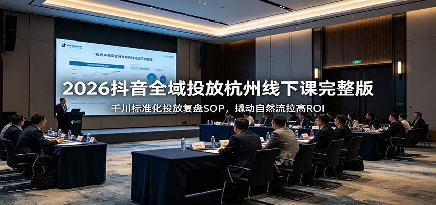 2026抖音全域投放杭州线下课完整版：千川标准化投放复盘SOP，撬动自然流拉高ROI-紫橙资源网