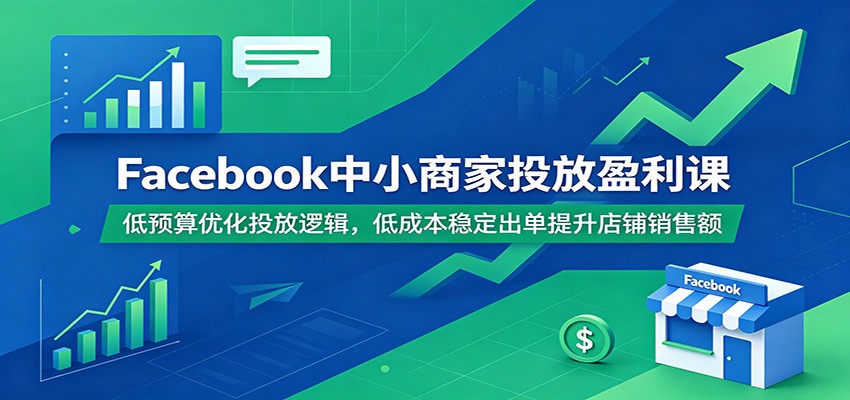 Facebook中小商家投放盈利课：低预算优化投放逻辑，低成本稳定出单提升店铺销售额-紫橙资源网