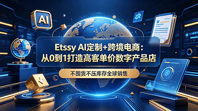 Etsy AI定制+跨境电商:从0到1打造高客单价数字产品店,不囤货不压库存全球销售-紫橙资源网