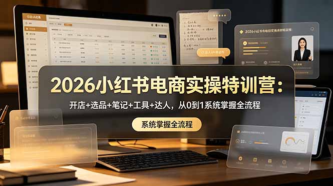 2026小红书电商实操特训营:开店+选品+笔记+工具+达人,从0到1系统掌握全流程-紫橙资源网