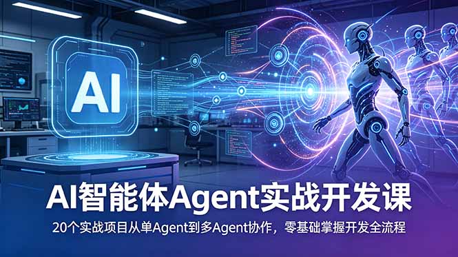 AI智能体Agent实战开发课:20个实战项目从单Agent到多Agent协作,零基础掌握开发全流程-紫橙资源网