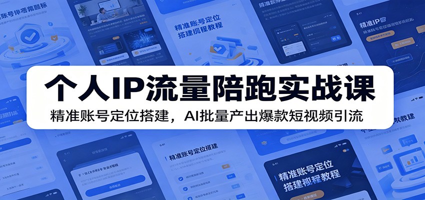 个人IP流量陪跑实战课:精准账号定位搭建,AI批量产出爆款短视频引流-紫橙资源网