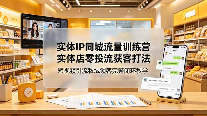 实体IP同城流量训练营:实体店零投流获客打法,短视频引流私域锁客完整闭环教学-紫橙资源网
