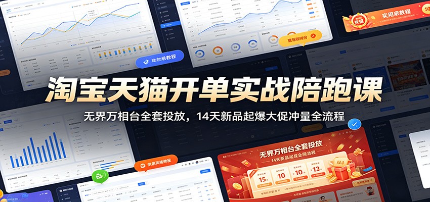 淘宝天猫开单实战陪跑课:无界万相台全套投放,14天新品起爆大促冲量全流程-紫橙资源网