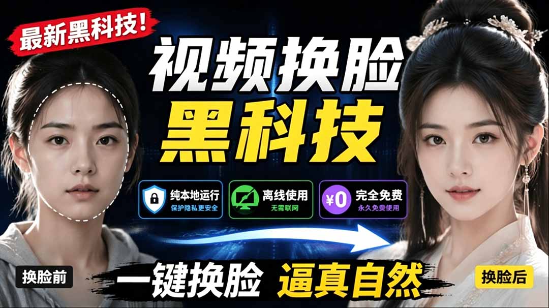 AI 人工智能如此夸张?一键视频换脸黑科技,纯本地离线运行,本地视频换脸娱乐工具, AI FaceSwap-紫橙资源网
