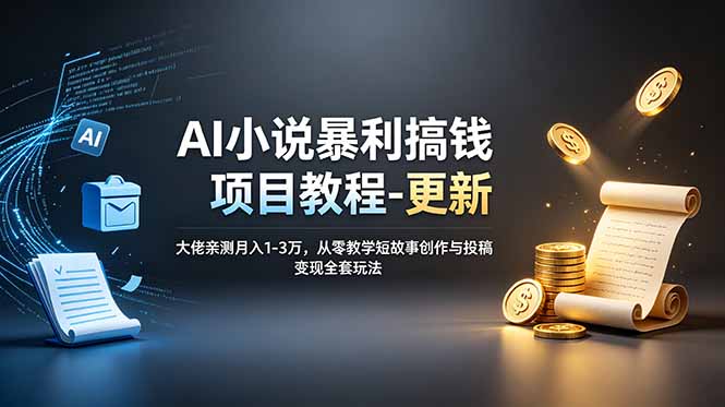 AI小说暴利搞钱项目教程-更新,大佬亲测月入1-3万,从零教学短故事创作与投稿变现全套玩法-紫橙资源网