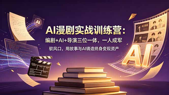AI漫剧实战训练营:编剧+AI+导演三位一体,一人成军 驭风口,用故事与AI铸造终身变现资产-紫橙资源网