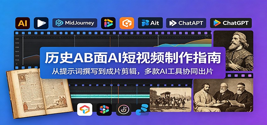 历史AB面AI短视频制作指南:从提示词撰写到成片剪辑,多款AI工具协同出片-紫橙资源网