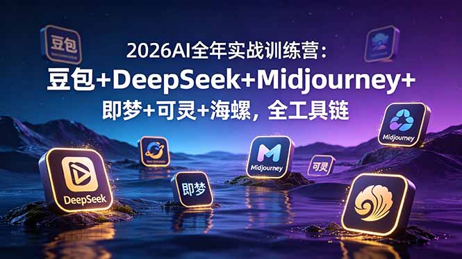 2026AI全年实战训练营：豆包+DeepSeek+Midjourney+即梦+可灵+海螺，全工具链-紫橙资源网