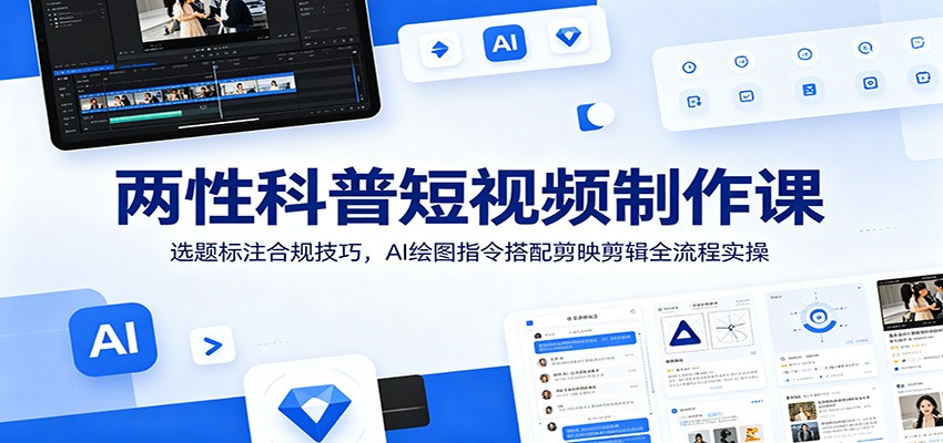 两性科普短视频制作课：选题标注合规技巧，AI绘图指令搭配剪映剪辑全流程实操-紫橙资源网