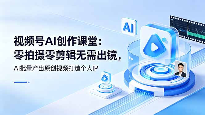 视频号AI创作课堂：零拍摄零剪辑无需出镜，AI批量产出原创视频打造个人IP-紫橙资源网