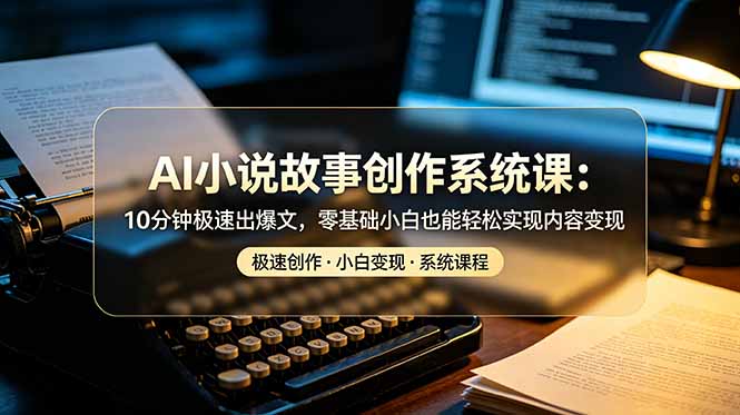 AI小说故事创作系统课：10分钟极速出爆文，零基础小白也能轻松实现内容变现-紫橙资源网