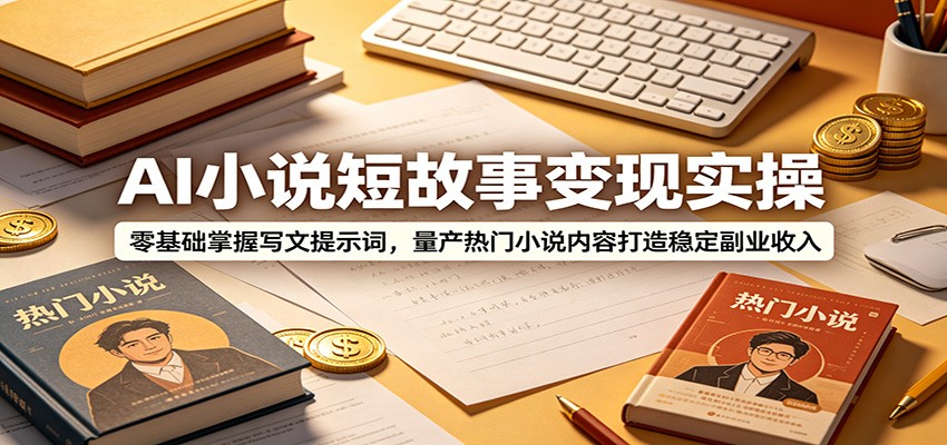 AI小说短故事变现实操：零基础掌握写文提示词，量产热门小说内容打造稳定副业收入-紫橙资源网