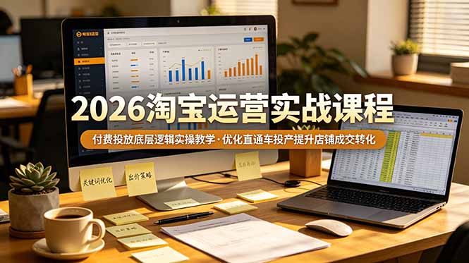 2026 淘宝运营实战课程，付费投放底层逻辑实操教学，优化直通车投产提升店铺成交转化-紫橙资源网