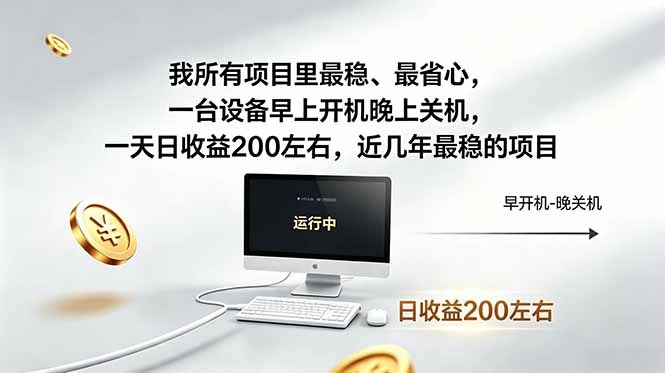 近年最稳挂机副业，一台设备轻松增收。早开晚关，电脑挂机每日稳定收益200+-紫橙资源网