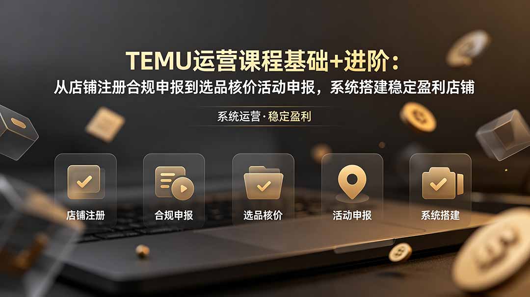 TEMU运营课程（基础+进阶）：从店铺注册合规申报到选品核价活动申报，系统搭建稳定盈利店铺-紫橙资源网