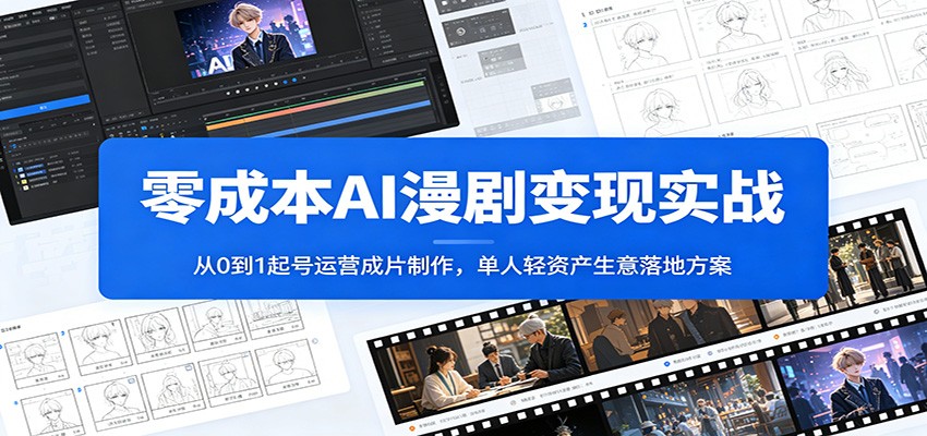 零成本AI漫剧变现实战：从0到1起号运营成片制作，单人轻资产生意落地方案-紫橙资源网
