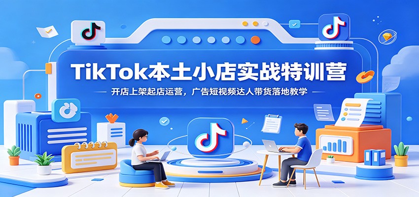 TikTok本土小店实战特训营：开店上架起店运营，广告短视频达人带货落地教学-紫橙资源网