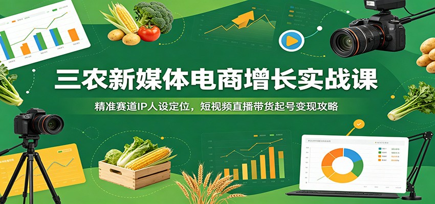三农新媒体电商增长实战课：精准赛道IP人设定位，短视频直播带货起号变现攻略-紫橙资源网