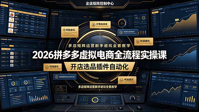 2026拼多多虚拟电商全流程实操课,开店选品插件自动化,多店矩阵运营新手避坑全套教学-紫橙资源网