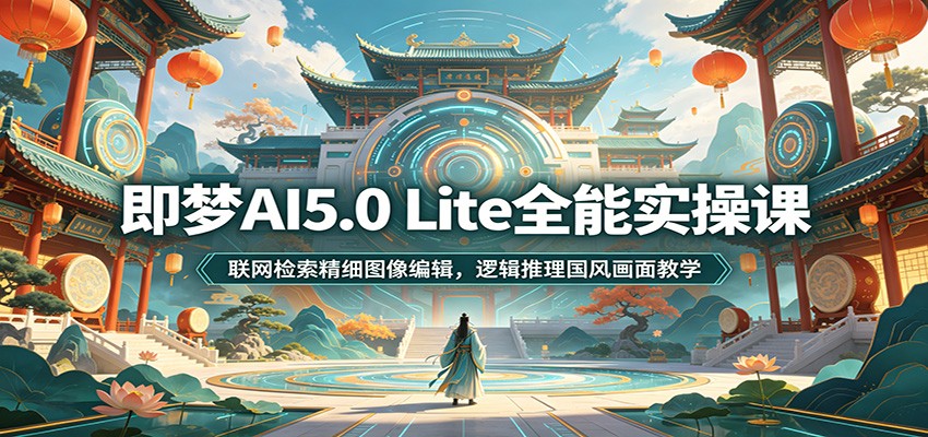 即梦AI5.0 Lite全能实操课:联网检索精细图像编辑,逻辑推理国风画面教学-紫橙资源网