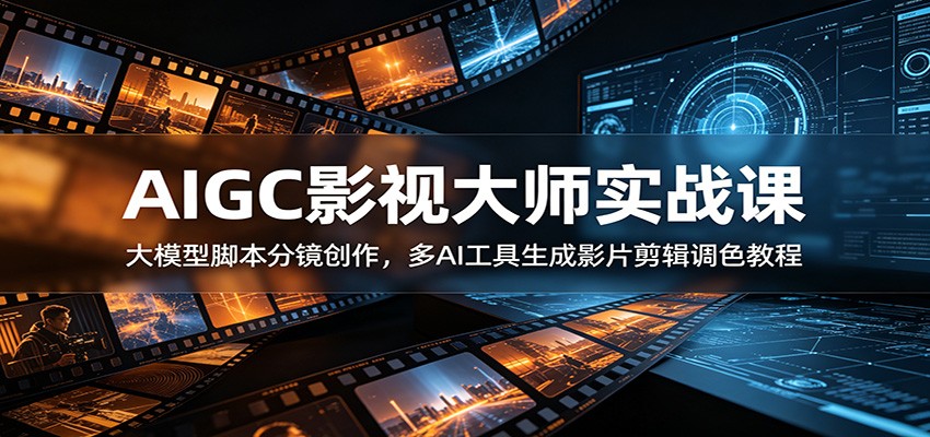 AIGC影视大师实战课:大模型脚本分镜创作,多AI工具生成影片剪辑调色教程-紫橙资源网