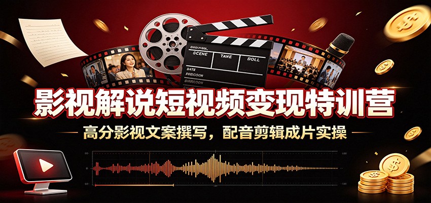 影视解说短视频变现特训营:高分影视文案撰写,配音剪辑成片实操-紫橙资源网