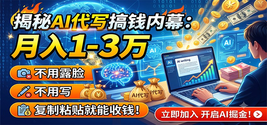 揭秘AI代写搞钱内幕:月入1-3万,不用露脸不用写,复制粘贴就能收钱!-紫橙资源网