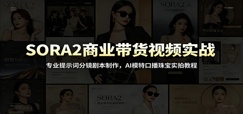 SORA2商业带货视频实战:专业提示词分镜剧本制作,AI模特口播珠宝实拍教程-紫橙资源网