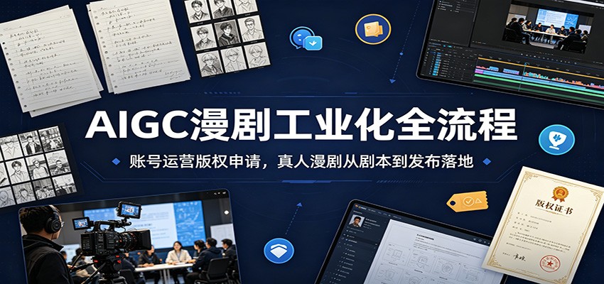 AIGC漫剧工业化全流程:账号运营版权申请,真人漫剧从剧本到发布落地-紫橙资源网
