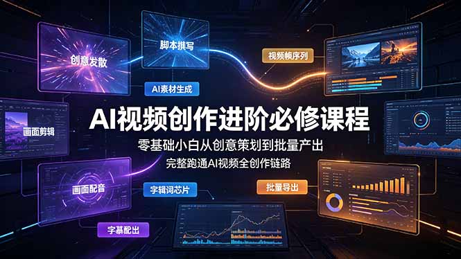 AI视频创作进阶必修课程:零基础小白从创意策划到批量产出,完整跑通AI视频全创作链路-紫橙资源网