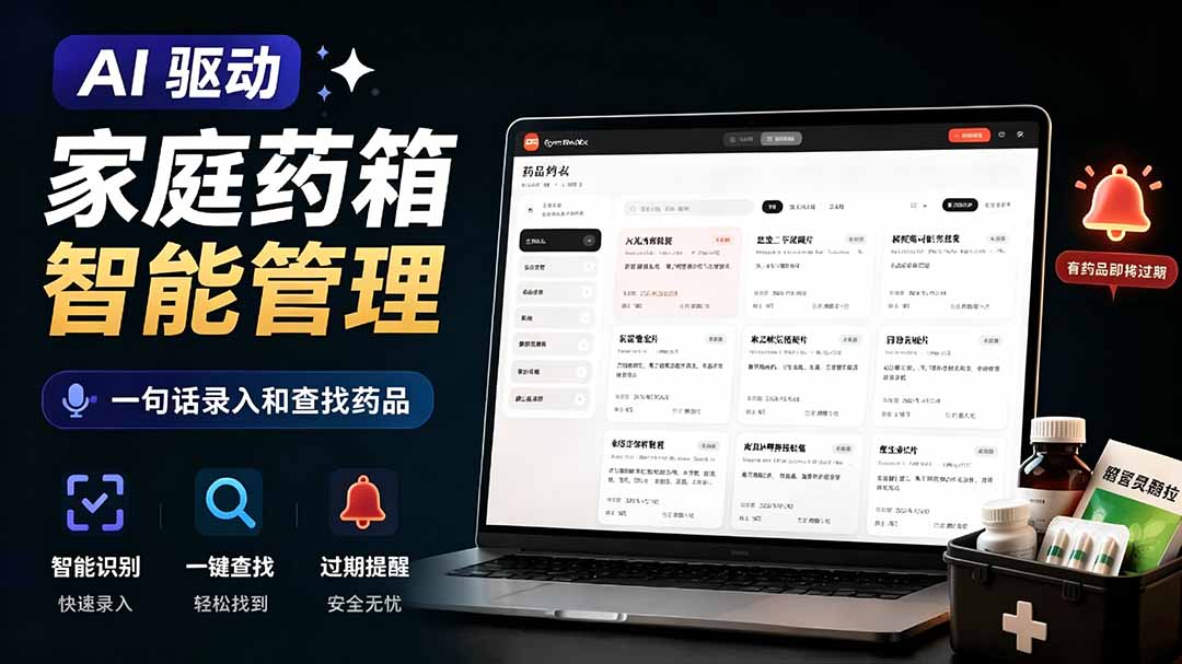 AI驱动的家庭药箱管理工具,一句话就能完成药品录入和查找,已制作Win系统包,Open MedKit-紫橙资源网