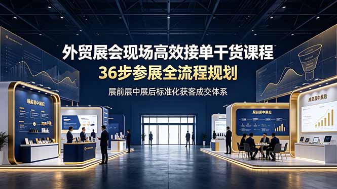 外贸展会现场高效接单干货课程,36步参展全流程规划,展前展中展后标准化获客成交体系-紫橙资源网