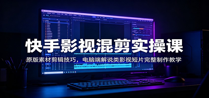 快手影视混剪实操课:原版素材剪辑技巧,电脑端解说类影视短片完整制作教学-紫橙资源网