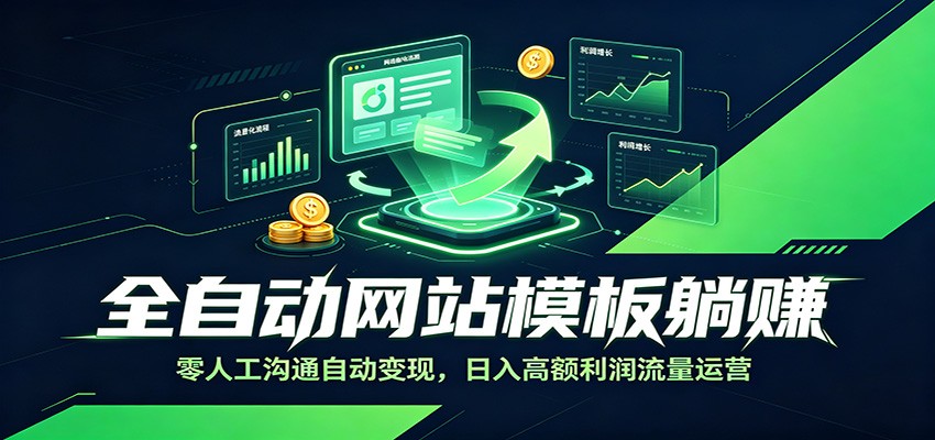 全自动网站模板躺赚:零人工沟通自动变现,日入高额利润流量运营-紫橙资源网